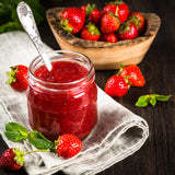 Homemade strawberry jam made with fresh fruit, minimal added sugar and pectin.