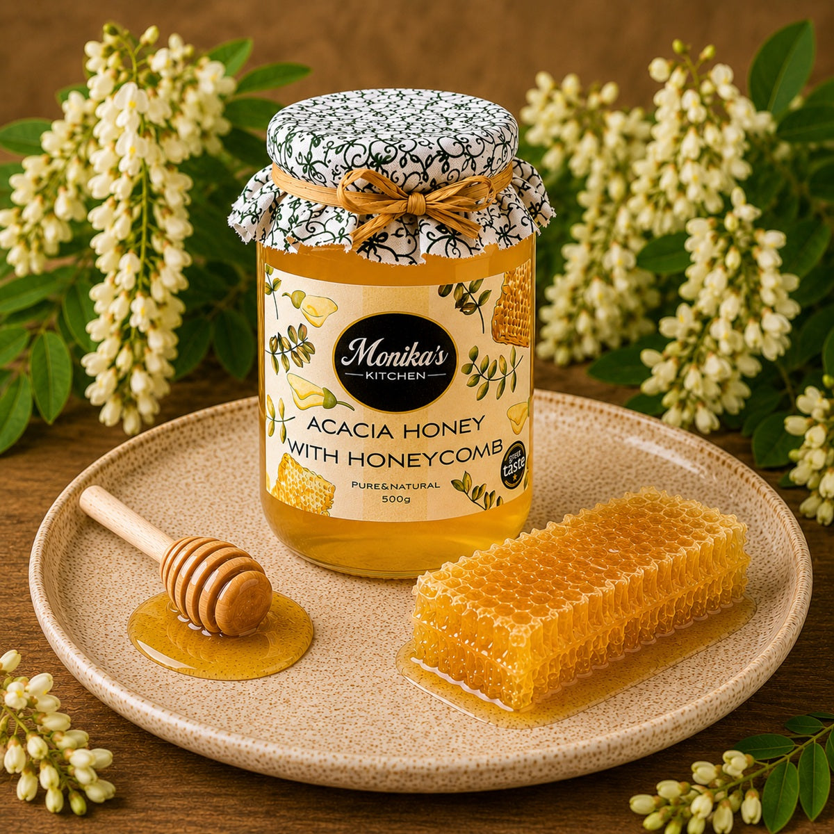 Acacia Honey with Honeycomb 500g - Honeycomb in Jar – Best of Hungary