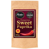 A pack of Hungarian sweet paprika powder from ground magyar paprika from Szeged.