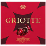Kraš Griotte, Croatian dark chocolate pralines with sour cherries and a liquid alcohol centre in a chocolate gift box.