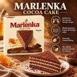 Infographic showing the key features and benefits of Marlenka Cocoa Honey Cake, a traditional Armenian dessert.