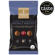 A packet of milk chocolate covered dried sour cherries coated with a dusting of cinnamon powder. 