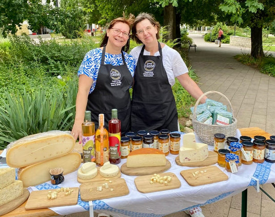 Monika Gyenes with award-winning Hungarian cheesemaker Anita Kun.