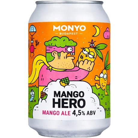 Can of mango beer from Monyo Brewery.