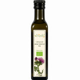 Bottle of cold-pressed organic milk thistle oil.