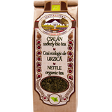 Pack of organic nettle tea made from dried stinging nettle leaves.