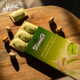 A pistachio cream chocolate bar coated in the best white chocolate.