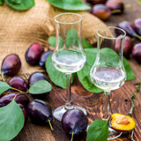 Glasses of Slivovitz brandy made from fresh plums.