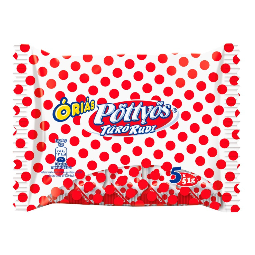 A pack of Pöttyös Óriás Túró Rudi.