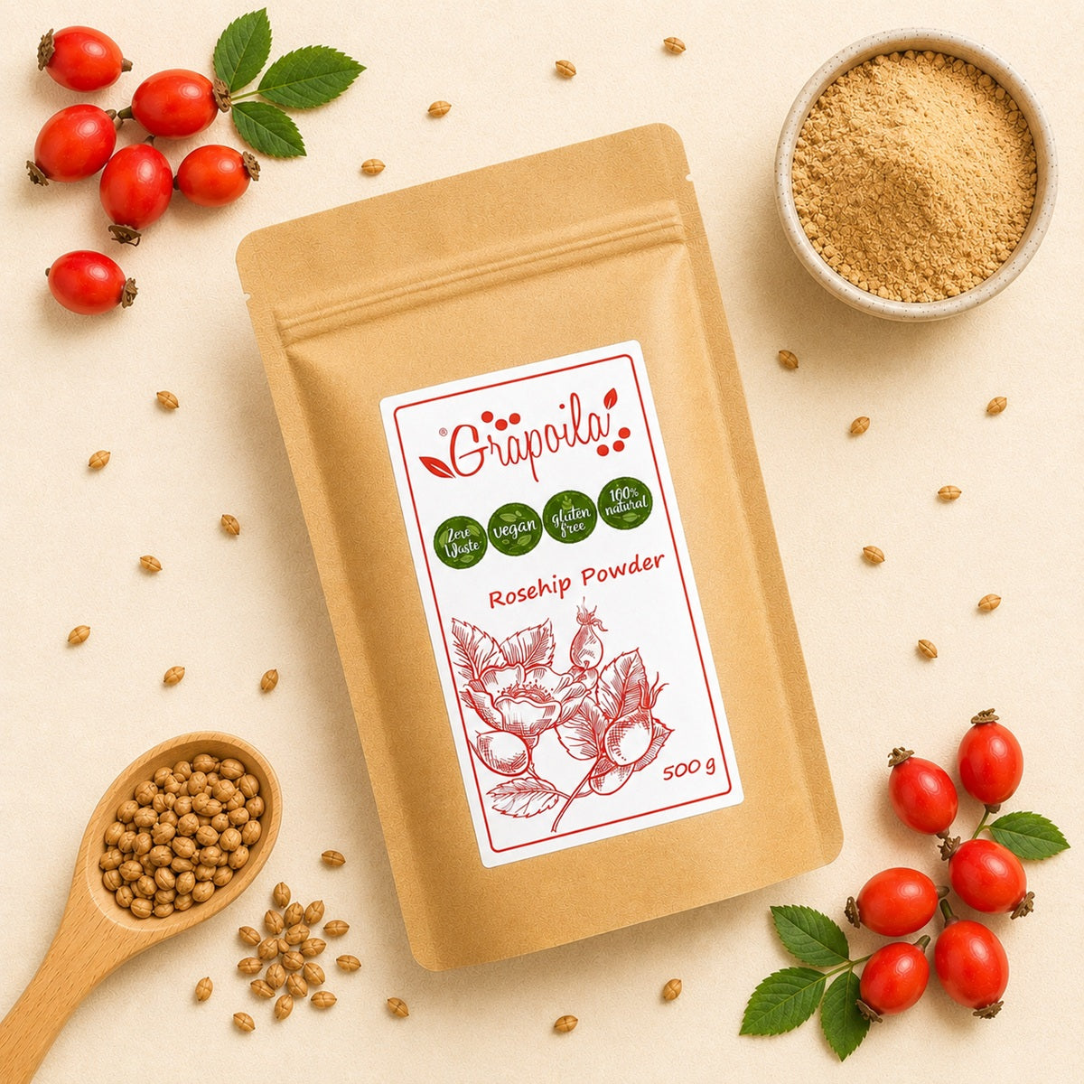 Rosehip seed powder is one of the best natural health supplements for arthritis and joints, suitable for dogs and horses.