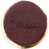 A piece of Sachertorte, made using an original Austrian Sacher cake recipe.