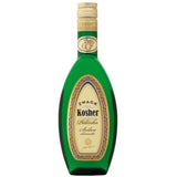 A bottle of slivovitz plum brandy, a certified kosher alcoholic drink.