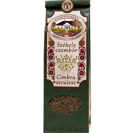 Pack of summer savory dried herbs.