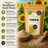 Infographic showing the health and nutritional benefits of eating and using sunflower seed flour.