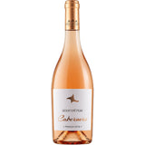 Bottle of Szentpeteri CaberNero rose wine on a white background