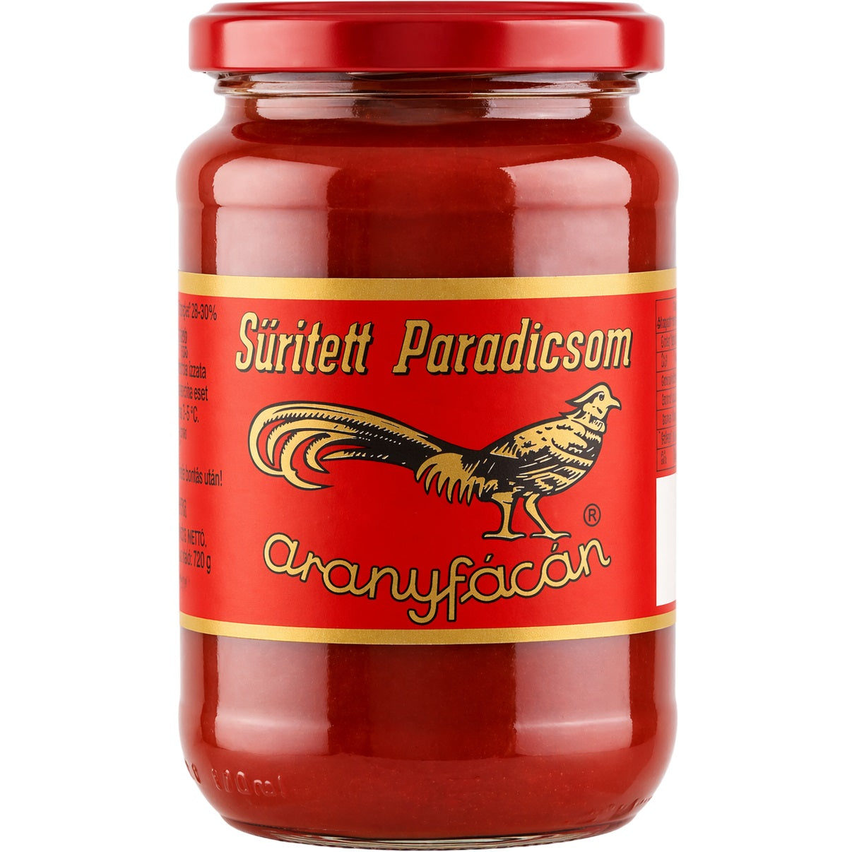 A jar of tomato concentrate made with 100% fresh tomatoes.