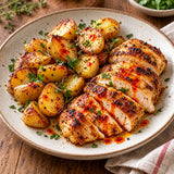 Grilled chicken and roasted potatoes finished with hot paprika oil.
