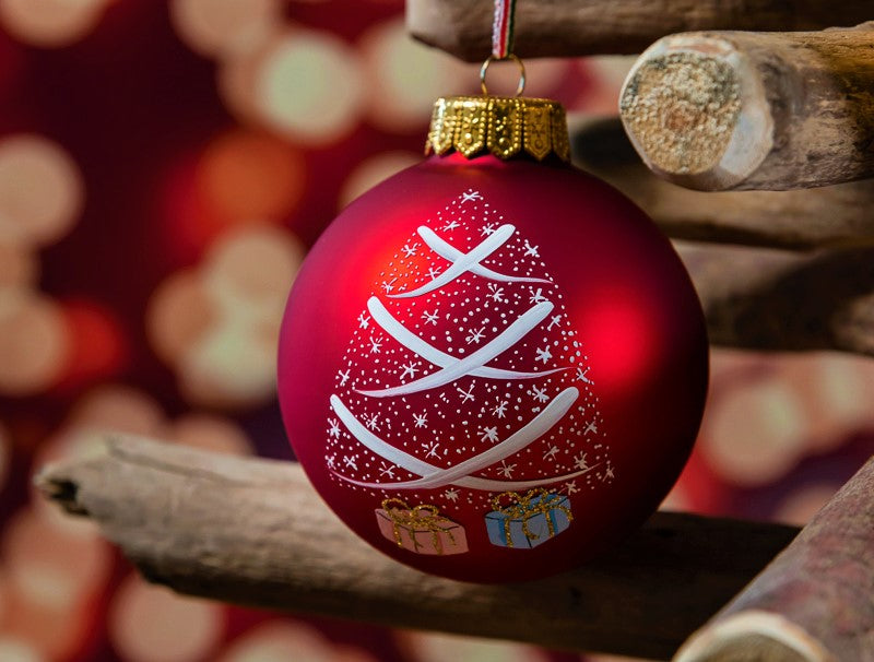 Red and gold christmas baubles outlet