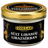A jar of goose liver pate with whole liver pieces.