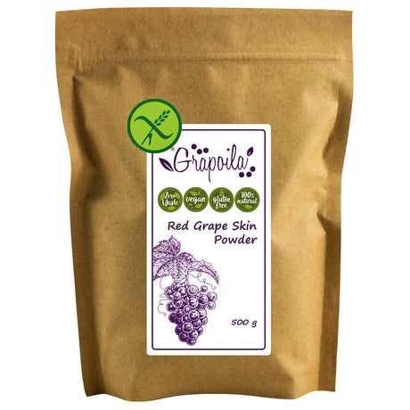 A pack of grape skin powder, this is the best natural supplement extracted from red grape skins.