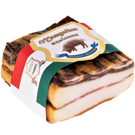 Mangalitsa bacon from dry-cured and cold-smoked Hungarian pork belly meat.