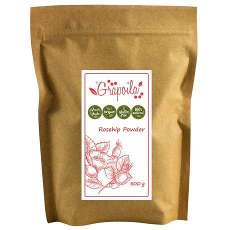 Pack of rosehip powder, this is a natural health supplement also suitable for dogs and horses.