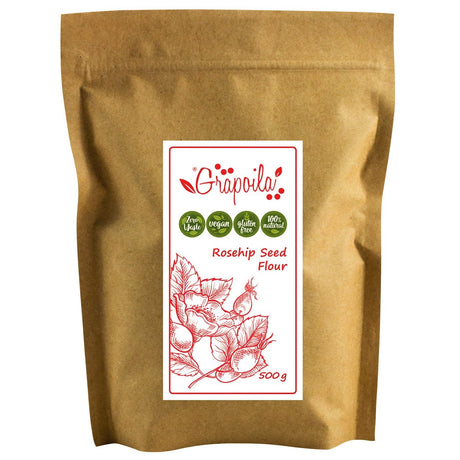 A pack of rosehip seed powder, it is the best natural supplement with health benefits, suitable for dogs and horses.