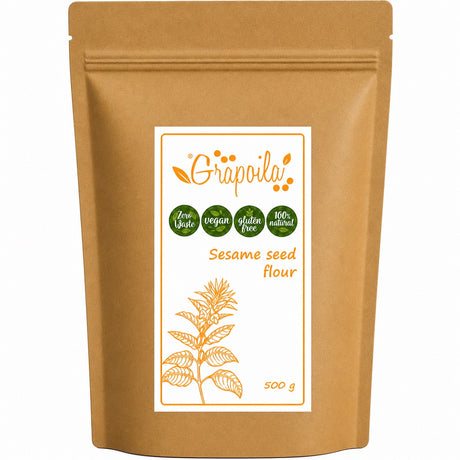 Pack of sesame flour from, this keto-friendly powder is rich in plant proteins.
