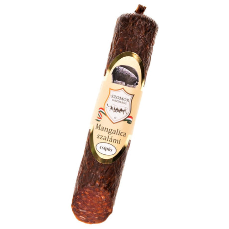 A spicy mangalitza salami made with pepper and hot paprika powder.
