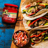 A spicy Mexican grilled taco recipe with a classic Pico de Gallo made with Erős Pista hot pepper sauce.