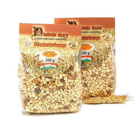 Tarhonya pasta is a traditional Hungarian egg barley noodle.