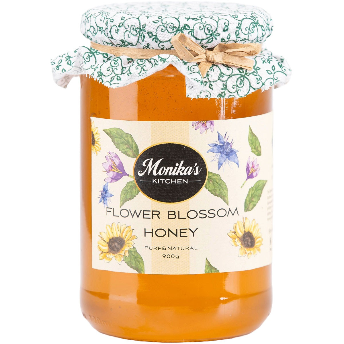 A jar of wildflower honey, the best pure and raw honey from natural Hungarian wildflower meadows.