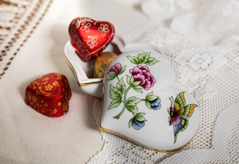 Holloháza Heart Shaped Porcelain Bonboniere - Best of Hungary